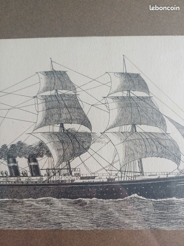 Gravure marine ancienne signée (image 2)