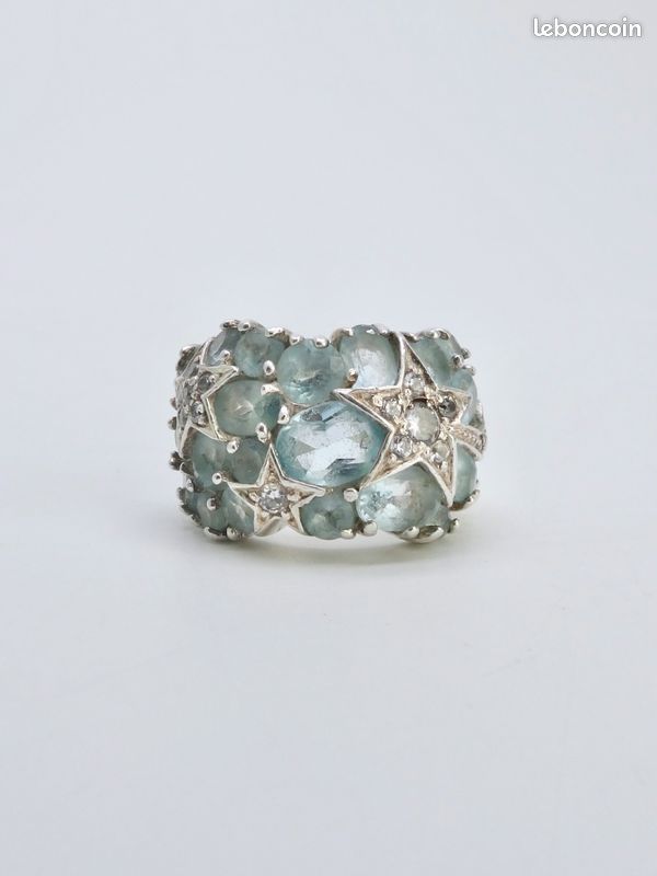 Bague En Argent Massif Avec Zirconiums - Taille 52, Occasion, Bijou élégant Et Brillant
