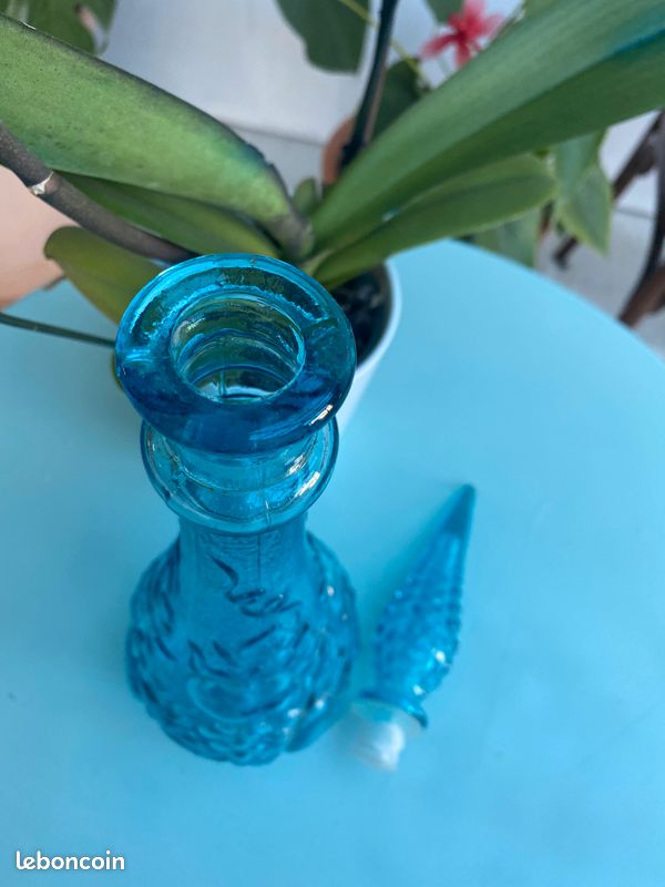 Bouteille carafe italienne vintage bleue 46,5 cm (image 10)