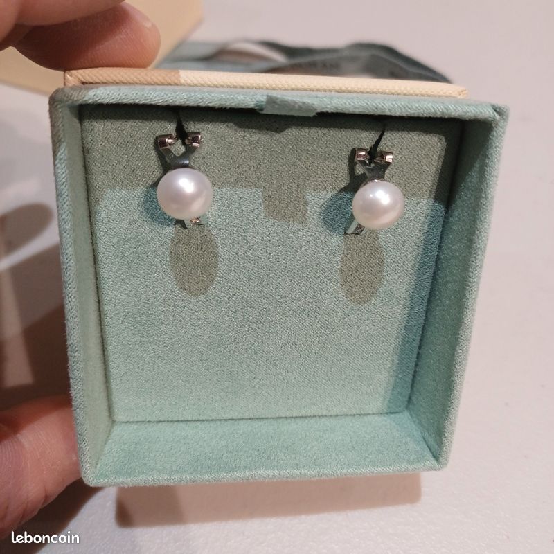 Boucles D'oreilles Anciennes En Argent Sterling 925 Et Perle Fantaisie - Style Puces, à Nettoyer