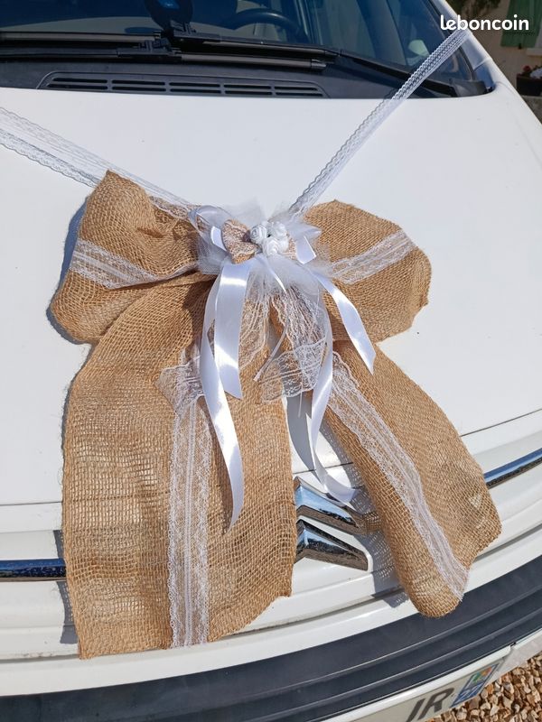 Kit Déco Voiture Mariage Noeuds Jute