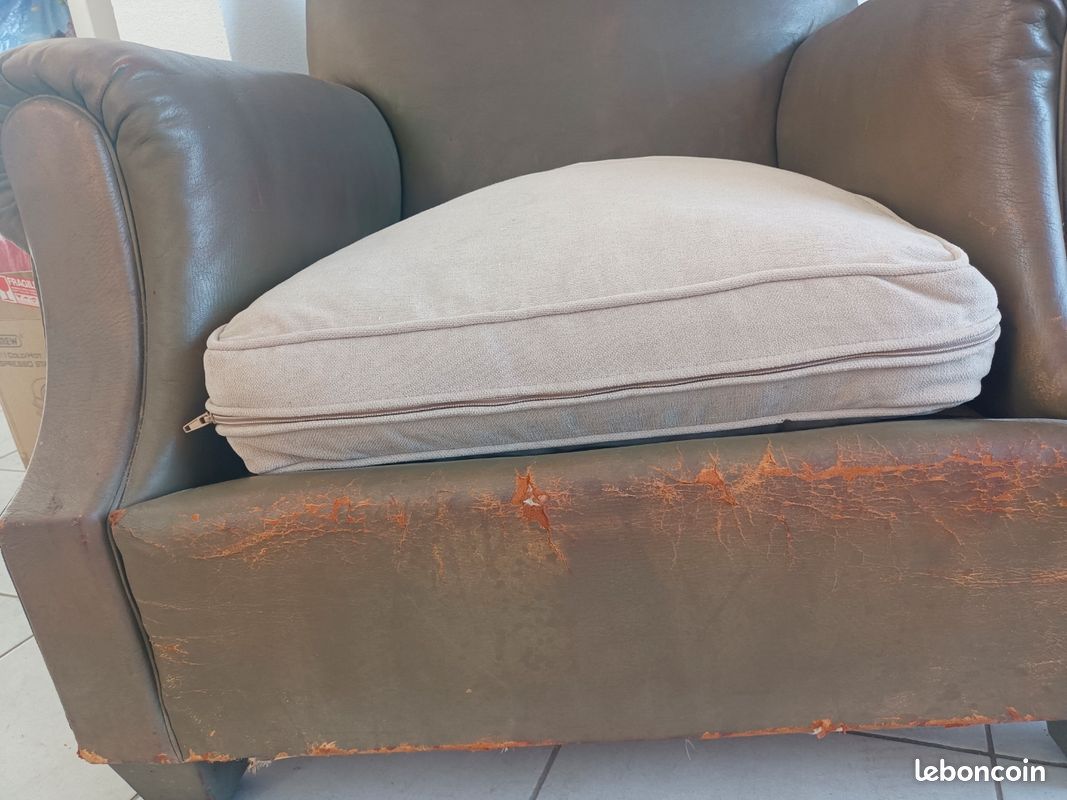 2 fauteuils cuir vintage (image 14)