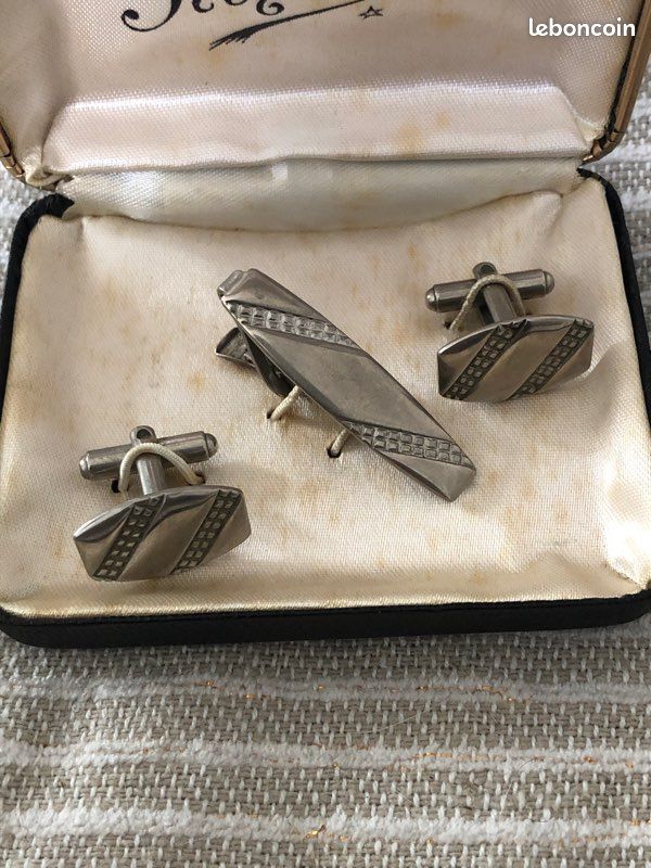 Boutons De Manchette Pour Homme COLLAR AND CUFFS - Motif Empreinte De Patte (chien/chat) - Laiton Noir Et Argent - Avec Boîte Cadeau - Une Paire