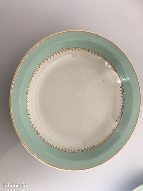 Service de table vintage 41 pièces - K&G Lunéville "Senlis" - Vert d'eau & Or (image 9)
