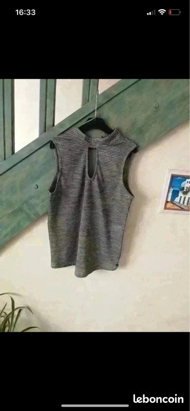 Top/débardeur/blouse à rayures et paillettes doré Bonobo neuf