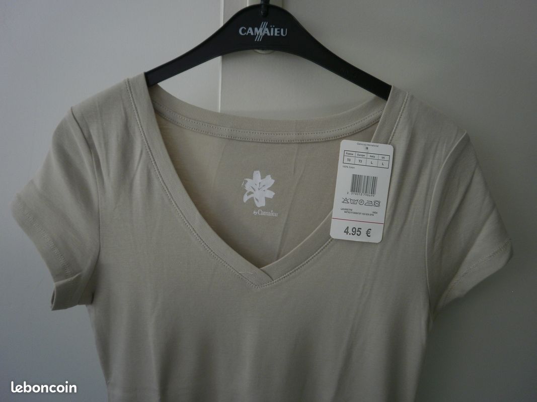T shirt femme col v (image 1)