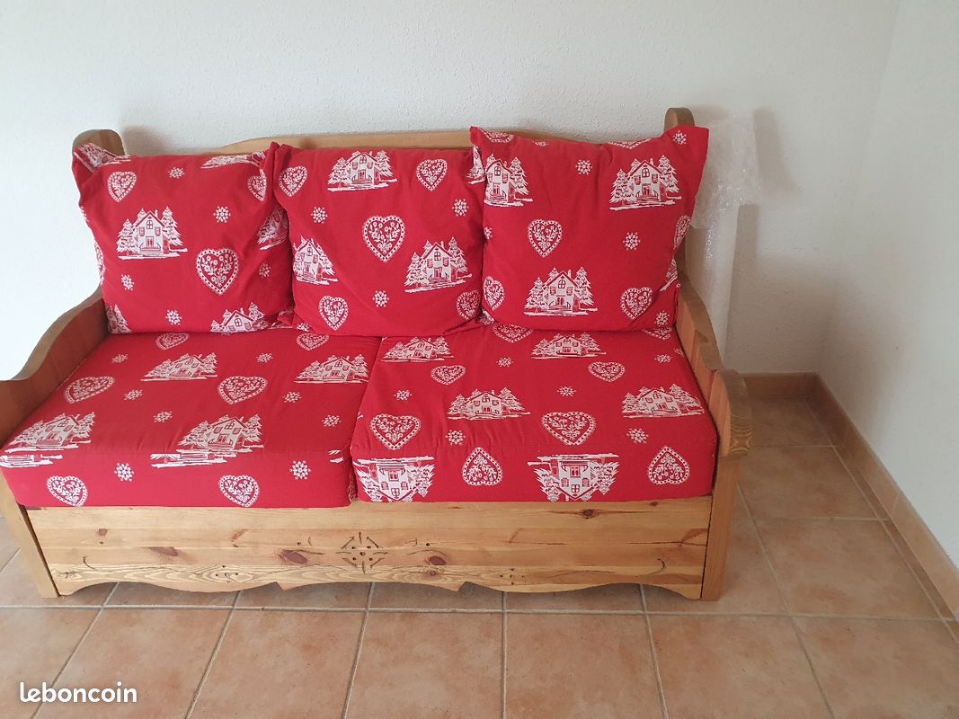 Canape en pin avec coffre de rangement (image 4)