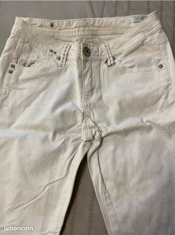 Pantalon ton sur ton blanc/crème lmv la mode est à vous femme taille 34 / 1 (image 4)