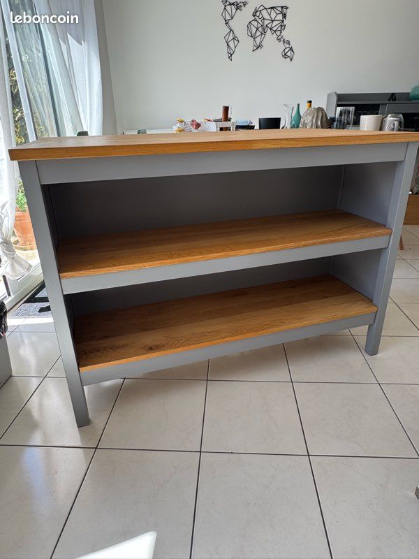 Îlot pour cuisine, gris/chêne (image 3)