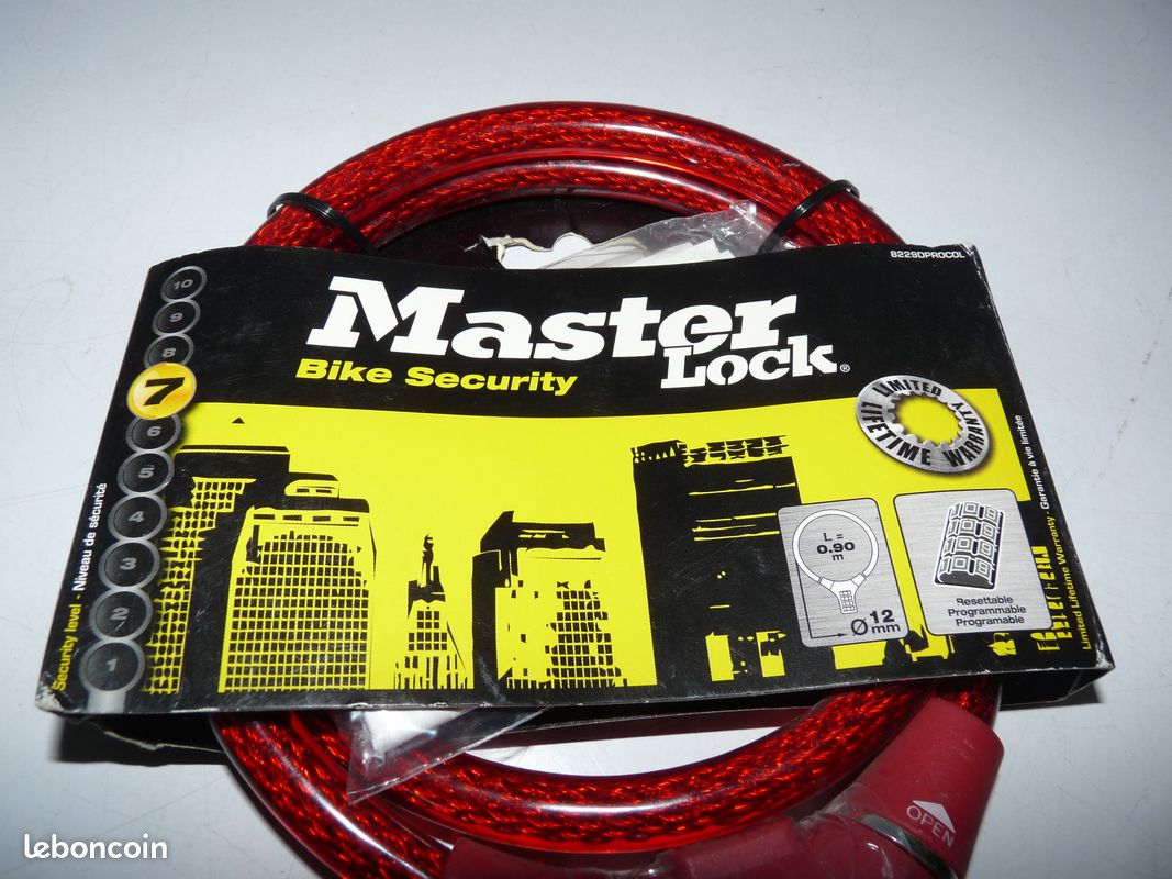 Antivol velo - trottinette cable a combinaison masterlock