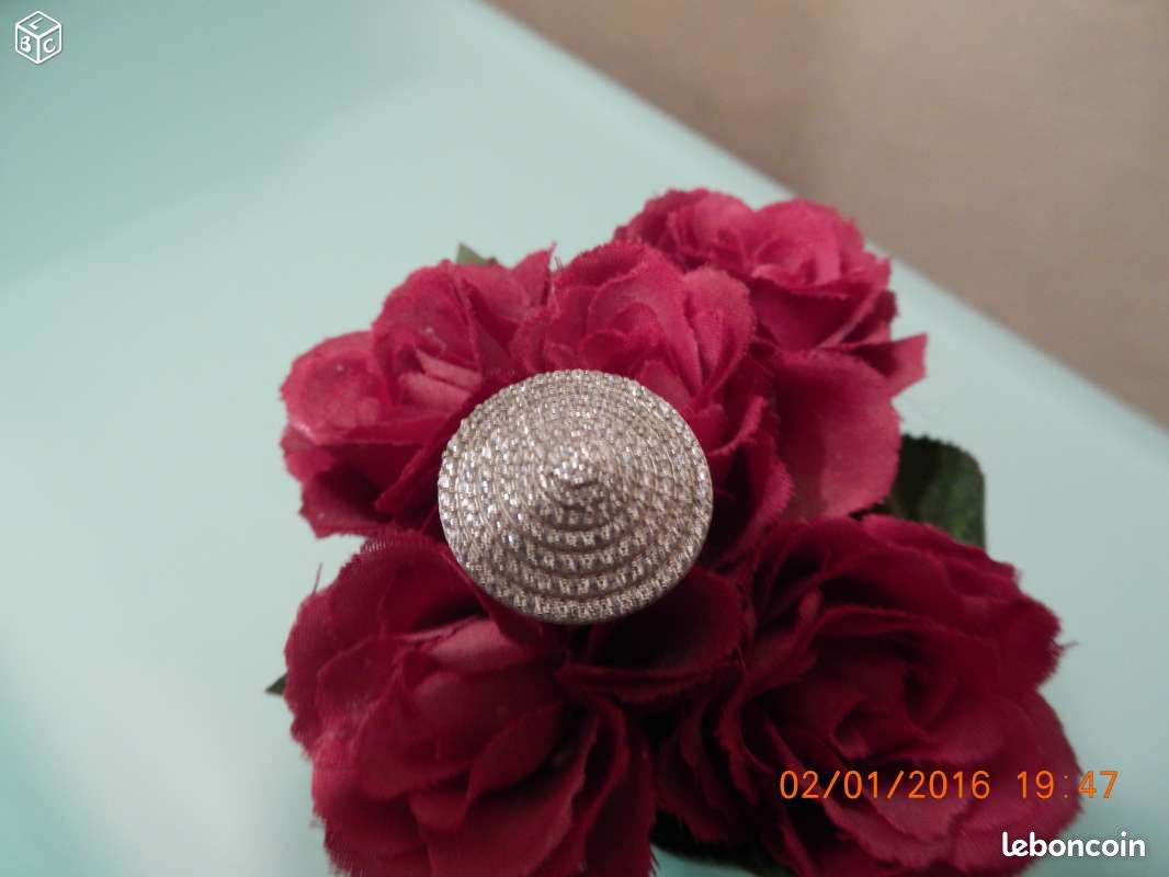 Bague argent rosace zirconium (image 3)