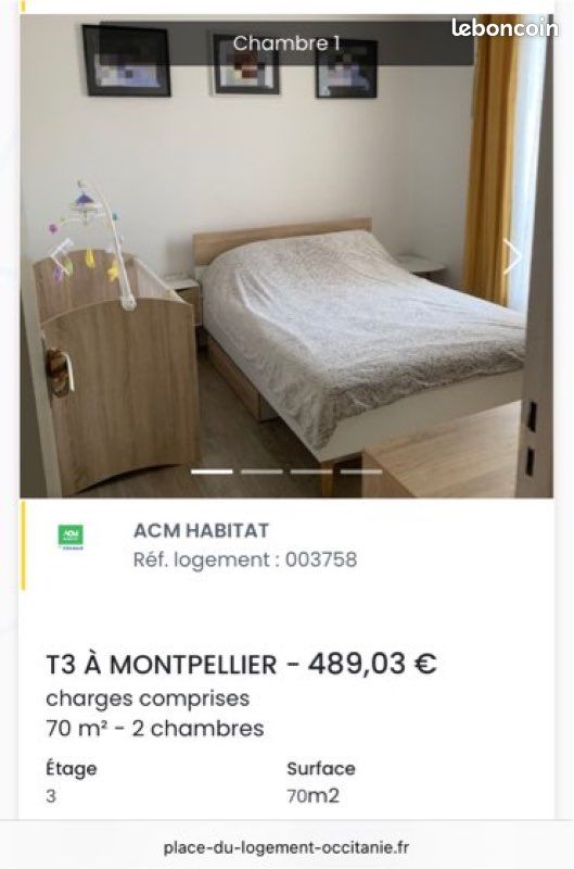 Appartement 3 pièces 70 m² · à Montpellier · 70 m² · 489 €/mois