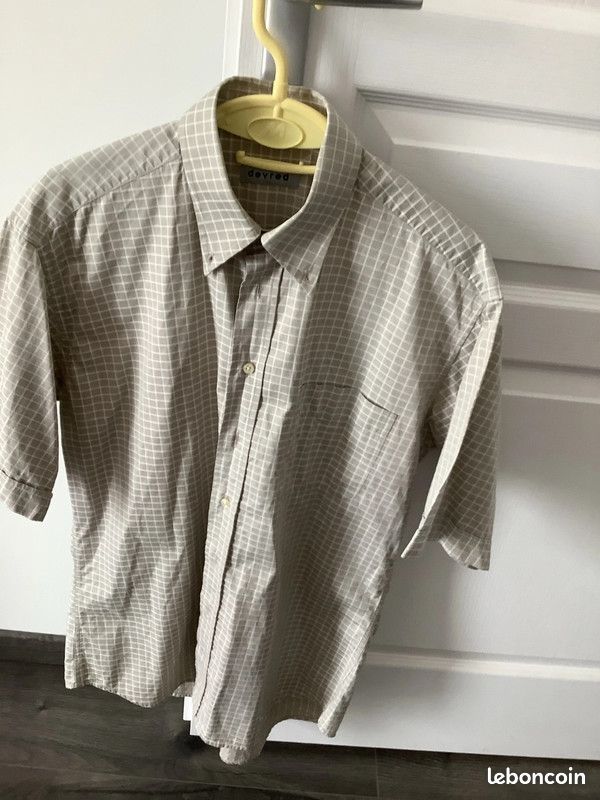 Chemise Manches Courtes Devred - Rayures Beige - Taille XL - Coton - Occasion Excellent état