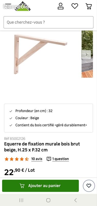 2 équerres bois 25cm x 32cm (image 1)