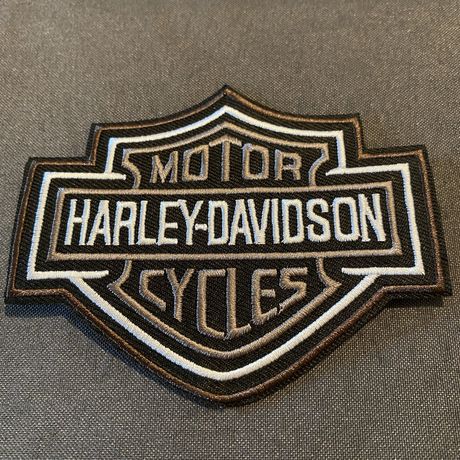 écusson patch brodé thermocollant harley davidson bar & shield noir , petit  modèle , NEUF - Équipement moto