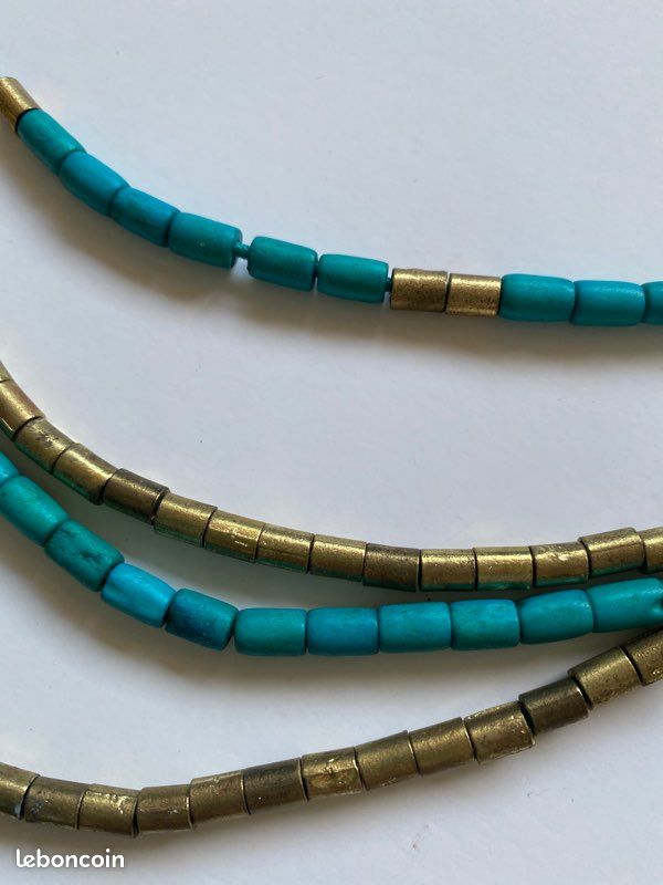 Beau collier turquoise & laiton (image 2)