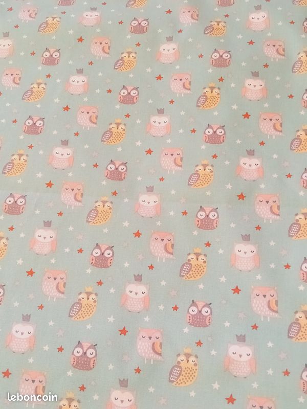 Lot De 4 Coupons Tissu - Motif Chouettes/hiboux + Carreaux + Pois Rose - Coton Français Neuf