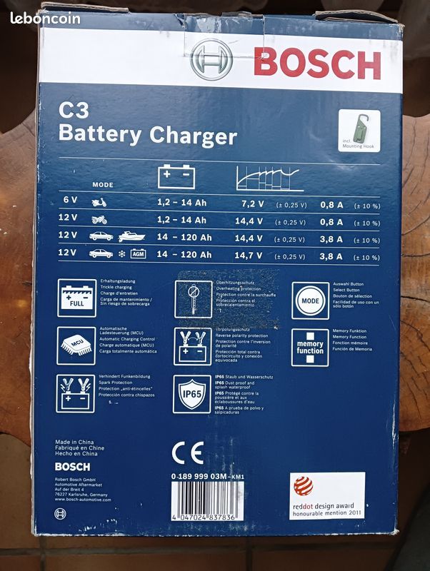 Chargeur batterie Bosch C3 6V/12V état neuf - Équipement auto