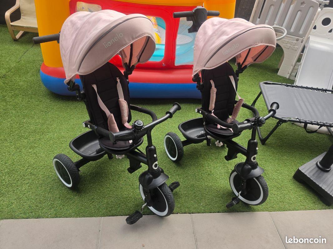 Tricycle évolutif LIONELO Berry - Poussette - Réglable - Jusqu'à 25 kg - Siège réversible - Sac - Porte-gobelet - Sonnette - Rose (image 1)