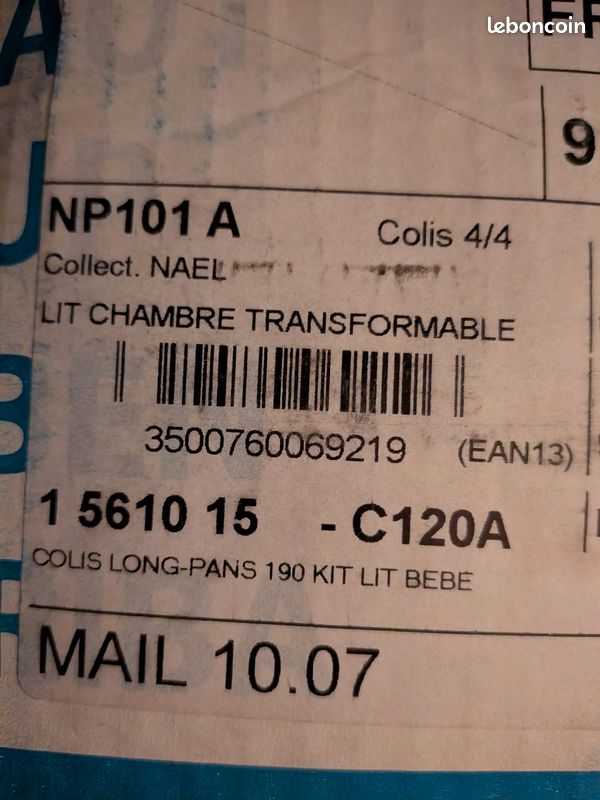 Lit bébé évolutif Sauthon + table à langer (image 3)