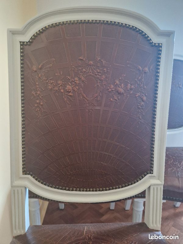 6 chaises bois cuir vintage (image 5)