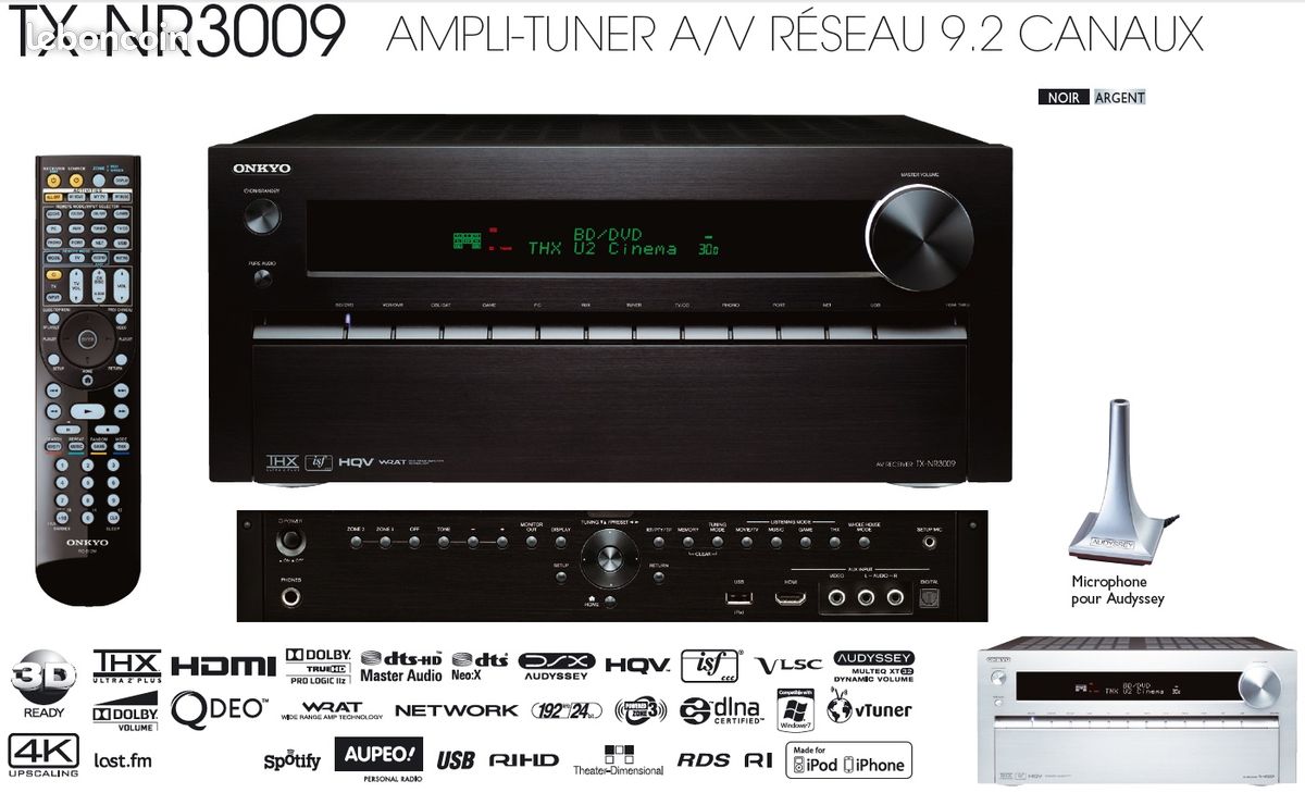 Onkyo TX NR3009 (Noir) Ampli Audio Vidéo 9.2 THX Utra 2+ (image 1)