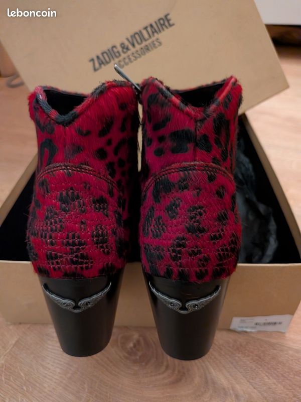 Bottes Cuir Rouge Bordeaux Zadig & Voltaire - Pointure 39, Style Boots Femme Neuves Avec Emballage