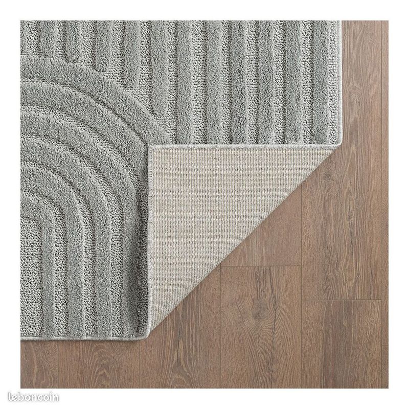 Tapis scandinave effet 3D graphique Taro Argenté 140x200 (image 6)