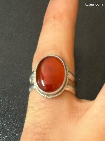 Bijoux ethniques Indiens bague en argent 925 massif femme et pierre