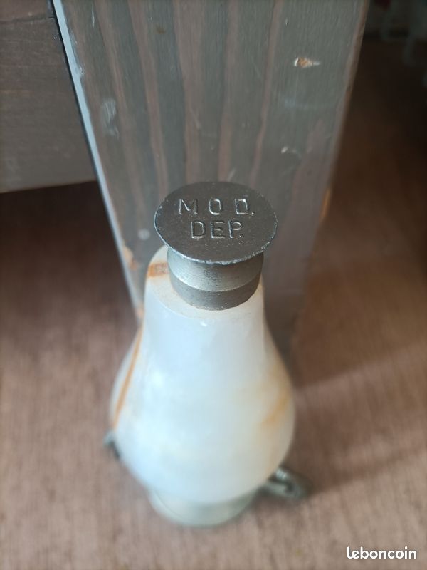 Vase Bougeoir Amphore Ancien En Albâtre 15cm - Style Onyx Et Métal