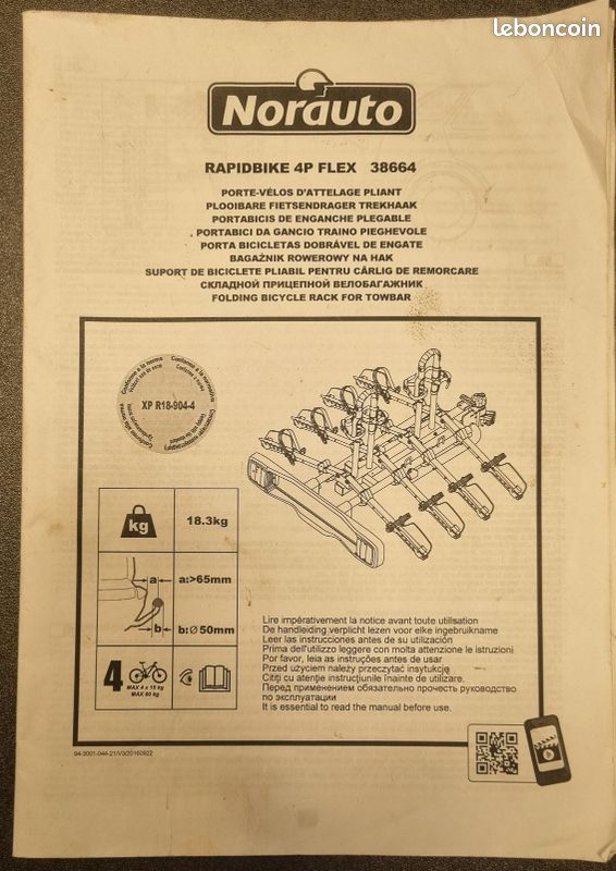 Porte velo rapidbike 4p flex Équipement auto
