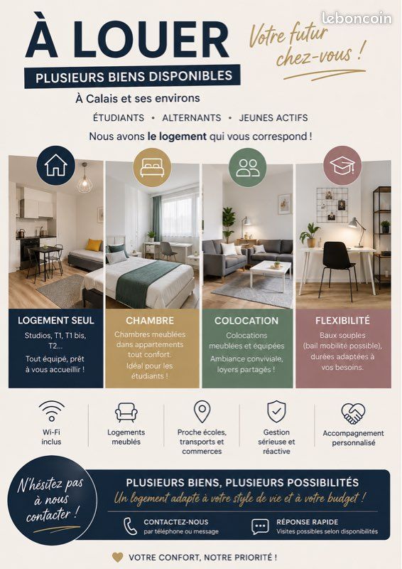 Appartement 2 pièces 30 m² · à Calais · 30 m² · 500 €/mois