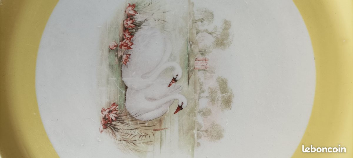 Plat a dessert cygnes moulin des loups vintage (image 2)