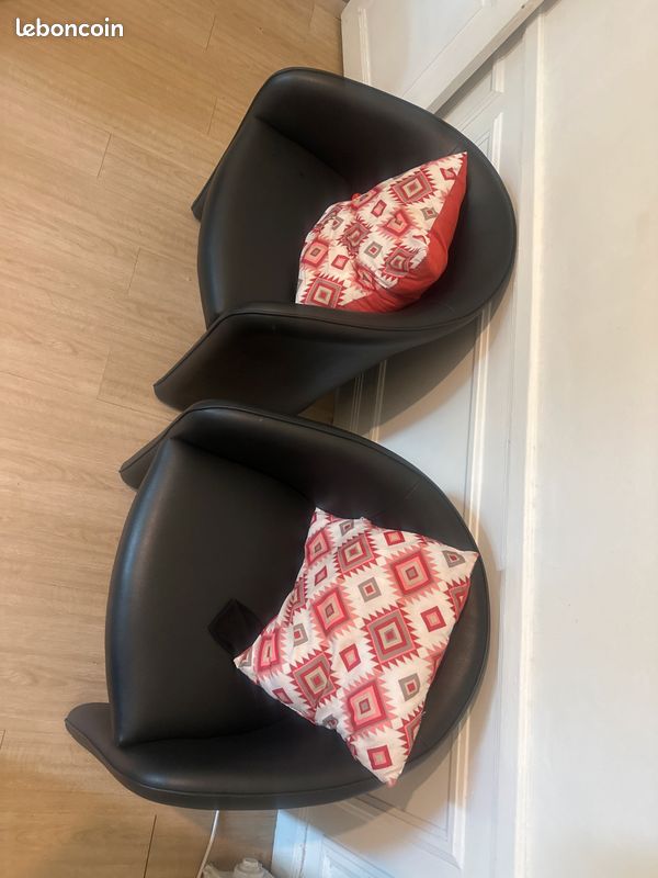 2 canapé tête à tête semili cuir très bon etat (image 4)