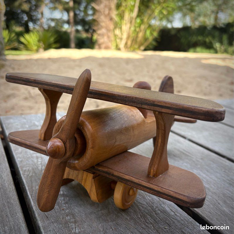 Modèle Avion En Bois Vintage - Décoration Rétro Artisanale Pour Bureau, étagère Ou Salon - Ornement Créatif Collection Avion - Taille 18x14,5x8,5 Cm - Cadeau Pour Passionnés D'aviation