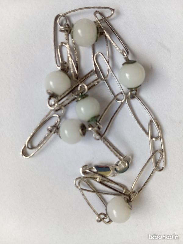 Collier en argent 925 et jade blanc (image 3)
