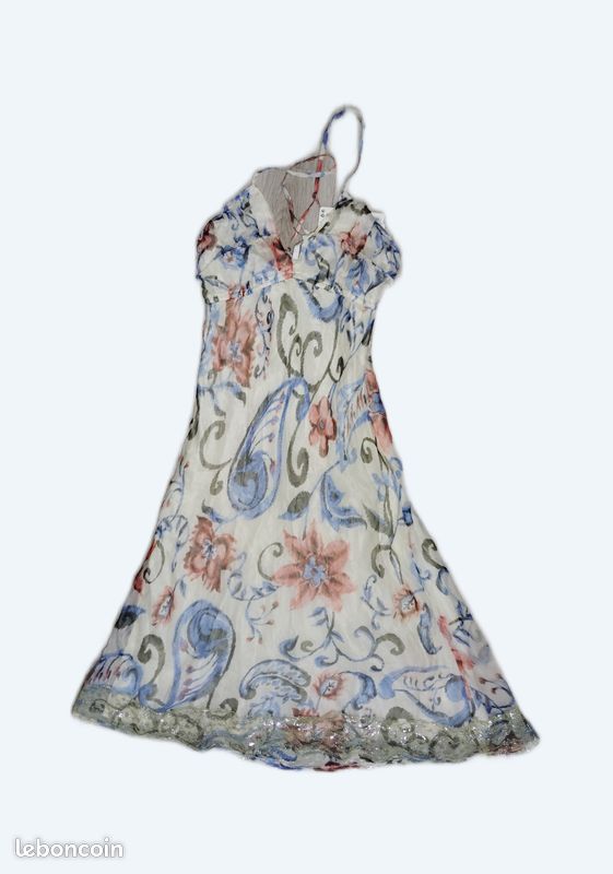 Robe blanc cassé à fleur Mango M (image 1)