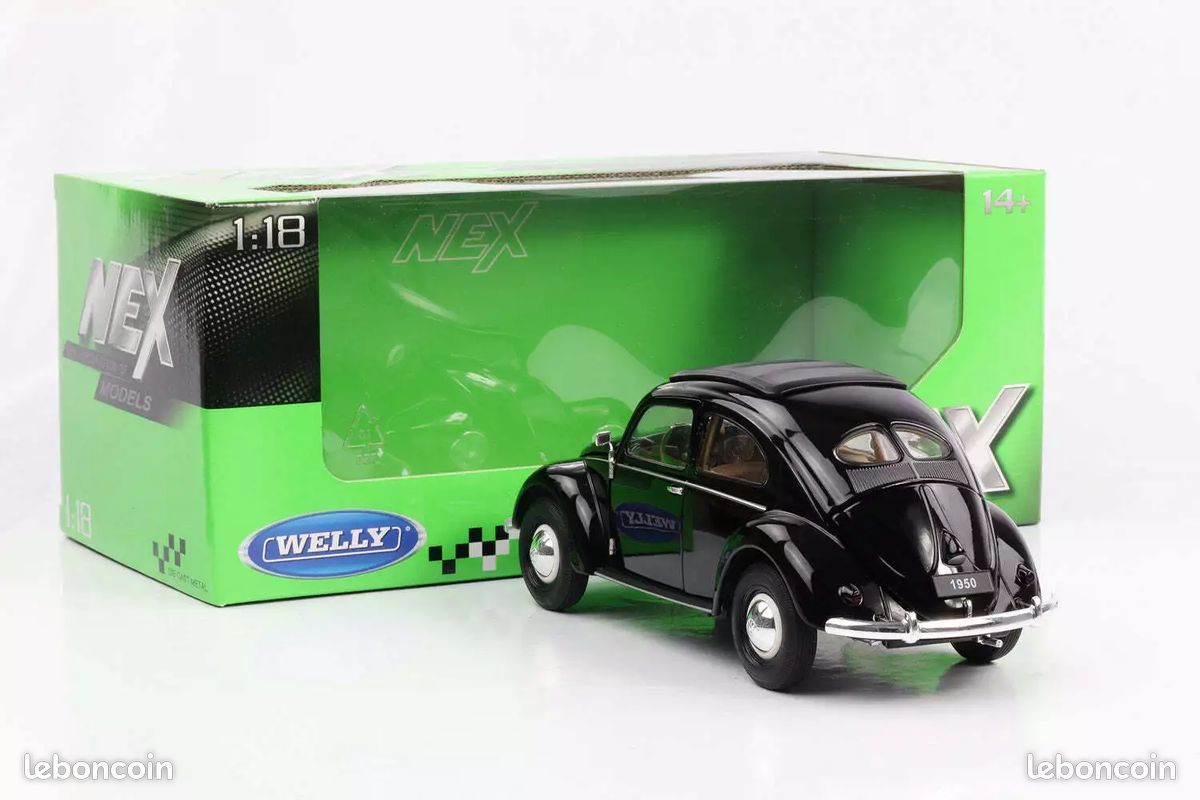 VOLKSWAGEN VW Käfer 1200 Brezel Modellauto 1950 1:18 Welly beige NEU 18040W