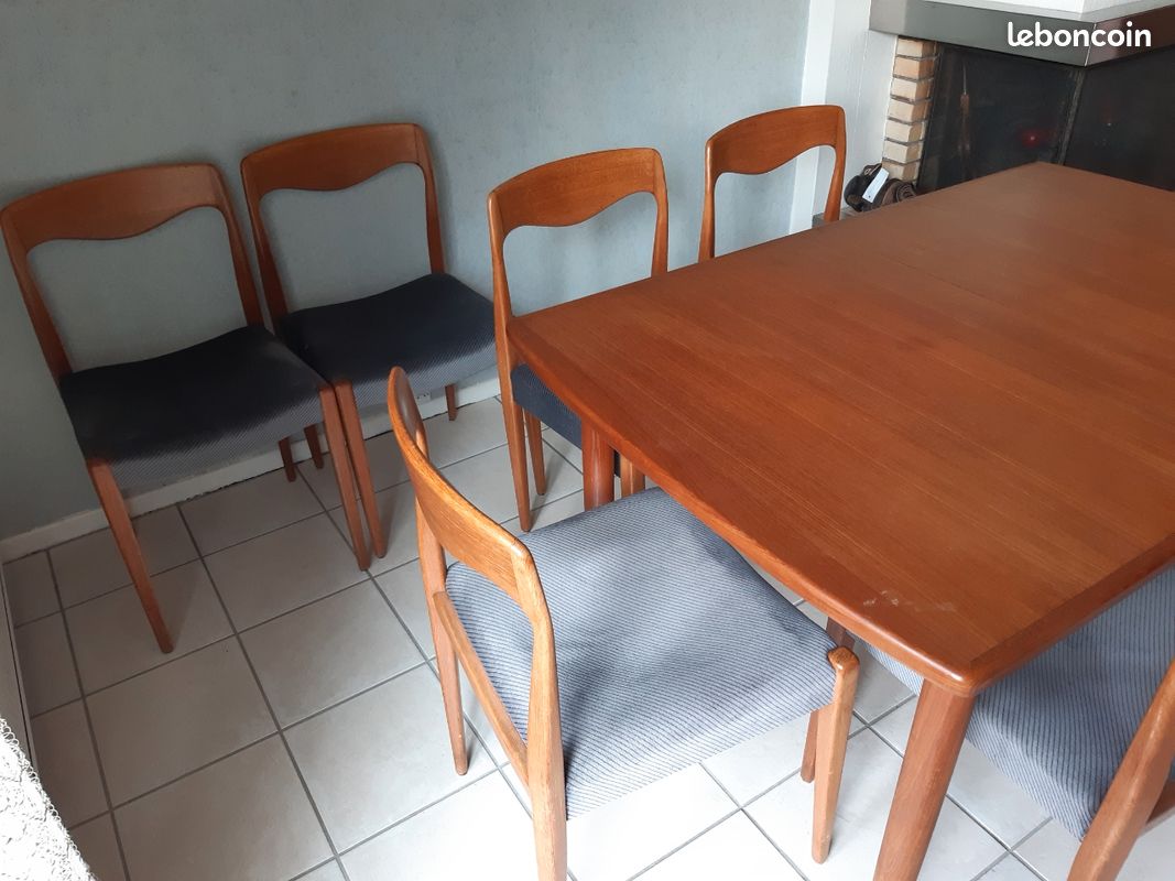 Table & 8 chaises en teck, style danois (image 4)