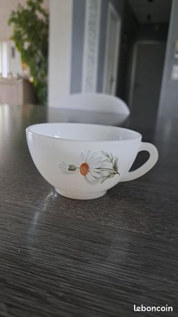 Lot De 2 Tasses à Thé Et Sous-tasses Arcopal France - Motif Marguerites Vintage