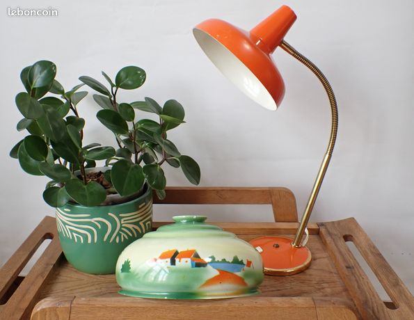 Lampe Vintage ALUMINOR En Bois Et Métal - 2 Niveaux D'éclairage (fort/doux) - Déco Rétro