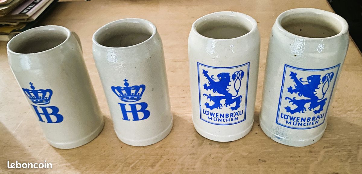 Lot de Très grandes chopes grises 1l / Excellent état (image 1)