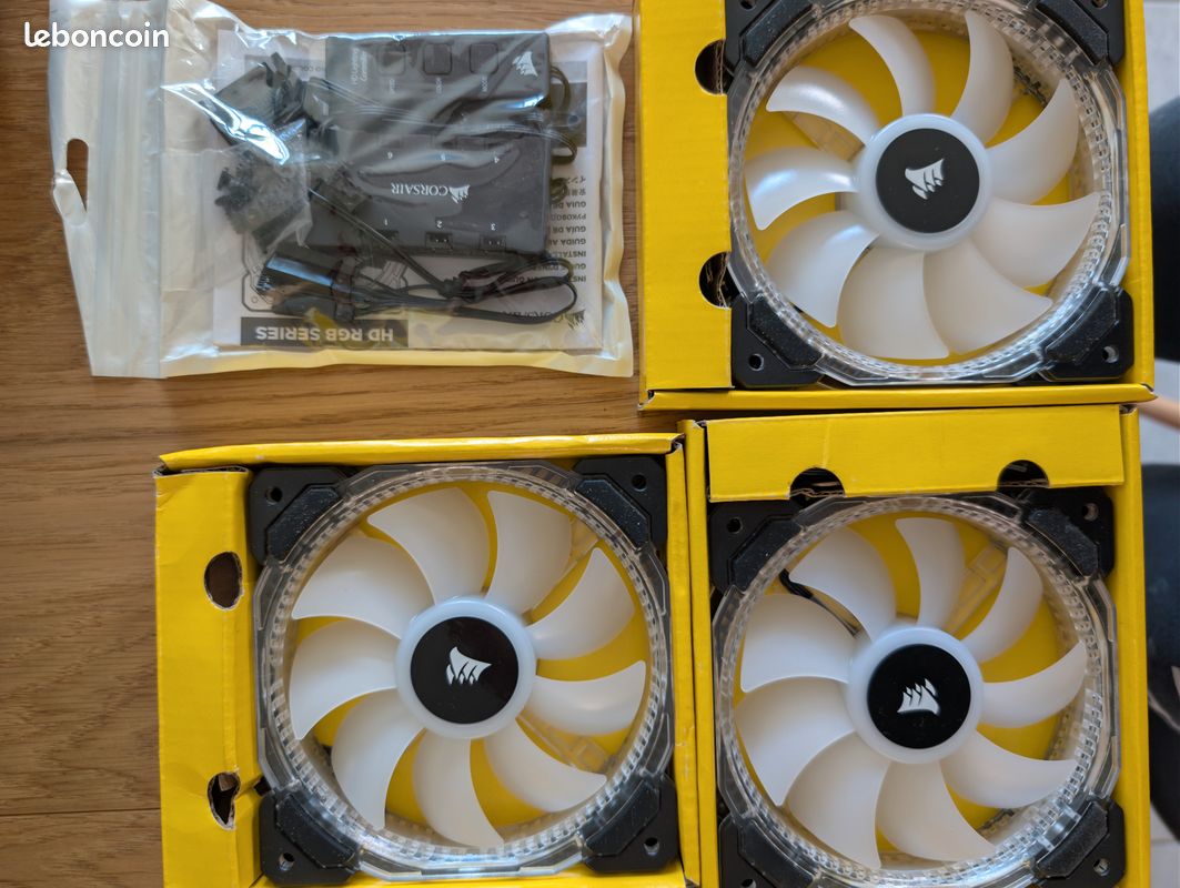 3 ventilateurs corsair rgb avec contrôleur (image 1)