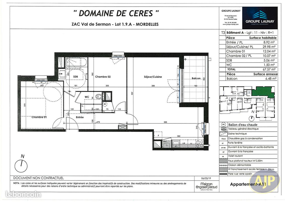 Appartement 3 pièces 68 m² · à Mordelles · 68 m² · 725 €
