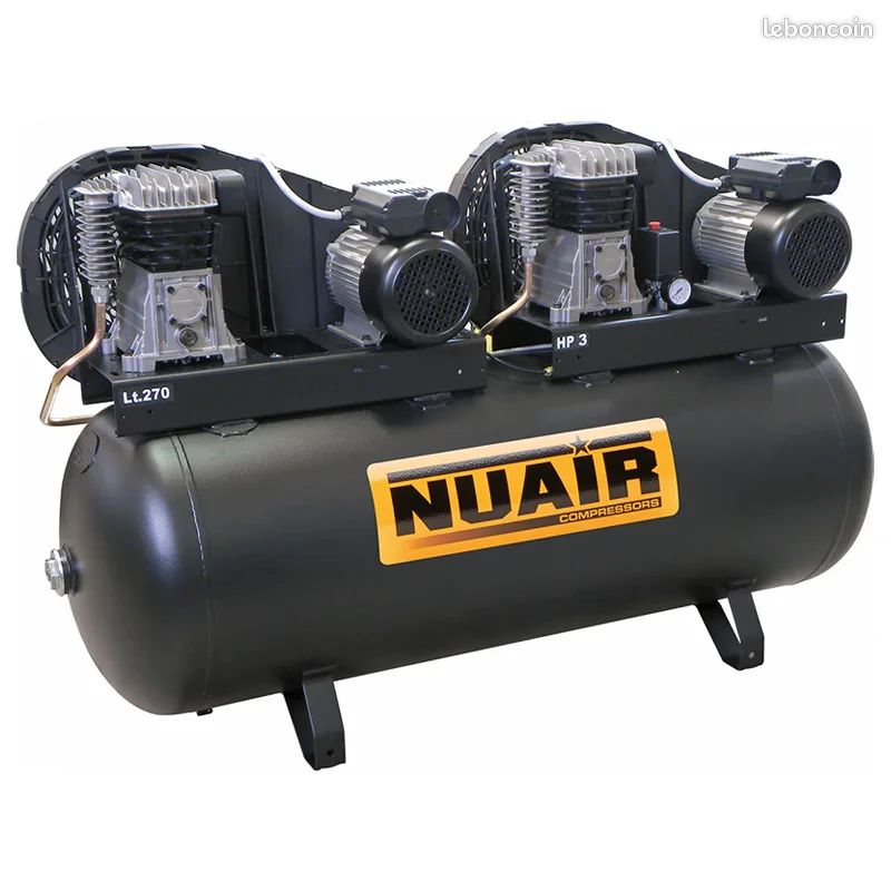 Compresseur gros débit 220V pour sablage Nuair 270L (image 1)