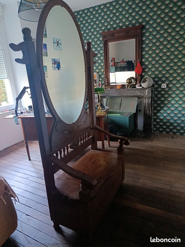 Rare meuble d'entrée ancien en bois sculpté (image 1)