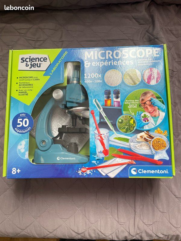 Clementoni Science & Jeu - Microscope Enfant Avec 50 Expériences, Grossissement 1200x, LED Réglable, Kit STEM Dès 8 Ans - Coffret Complet