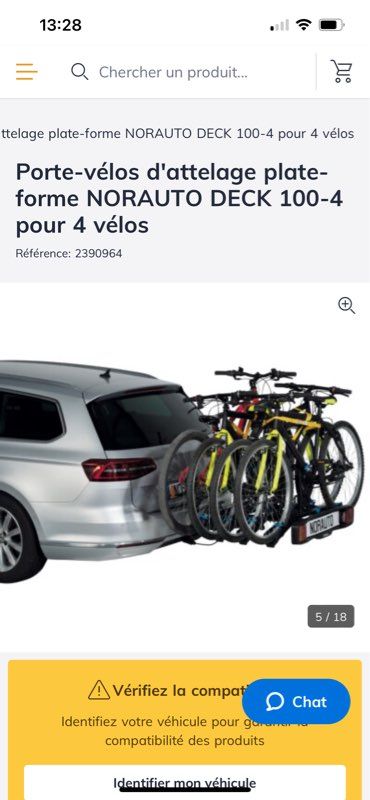 Porte-vélos d'attelage plate-forme NORAUTO DECK 100-4 pour 4 vélos