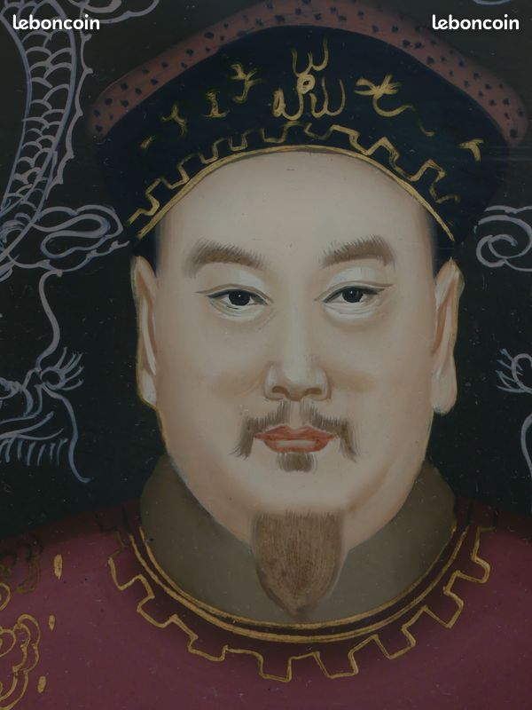 Tableau Toile Portrait D'empereur Chinois 19ème Siècle - Reproduction Sur Cadre, Prêt à Accrocher
