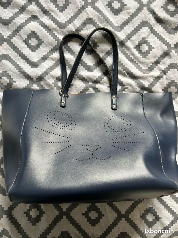 Sac Cabas Paul & Joe Sister Jaune Et Blanc - Doubles Anses, Cuir Synthétique, Parfait état, Occasion